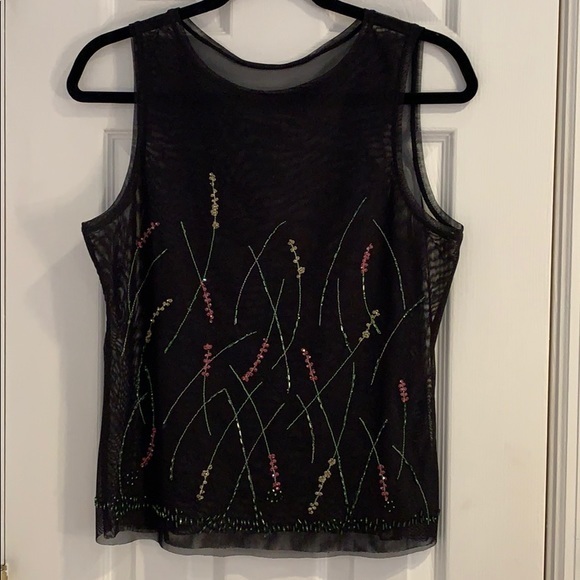 Sheer Tank with Floral Embroidery Size Large - Picture 4 of 7